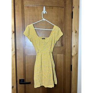 Abercrombie & Fitch Floral Mini Dress Mustard Yellow Smocked Women's Size S